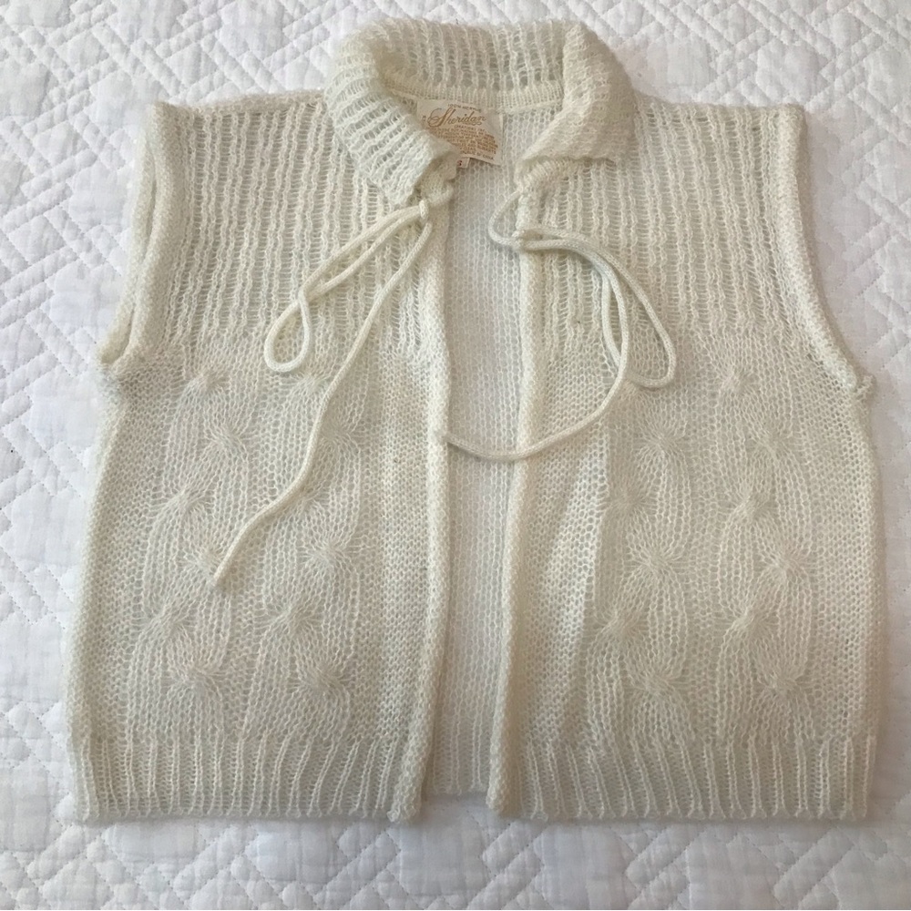 Vintage Sheridan Off White Knit Vest 100% Acrylic Size Small